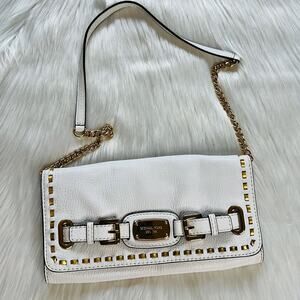 Michael Kors Optic White Hamilton Whipped Shoulder Bag